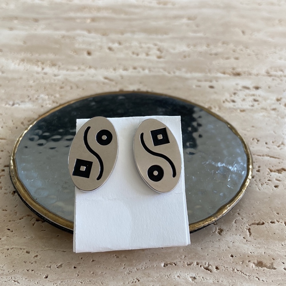 Geometric Shapes Silver-tone Cuff Links